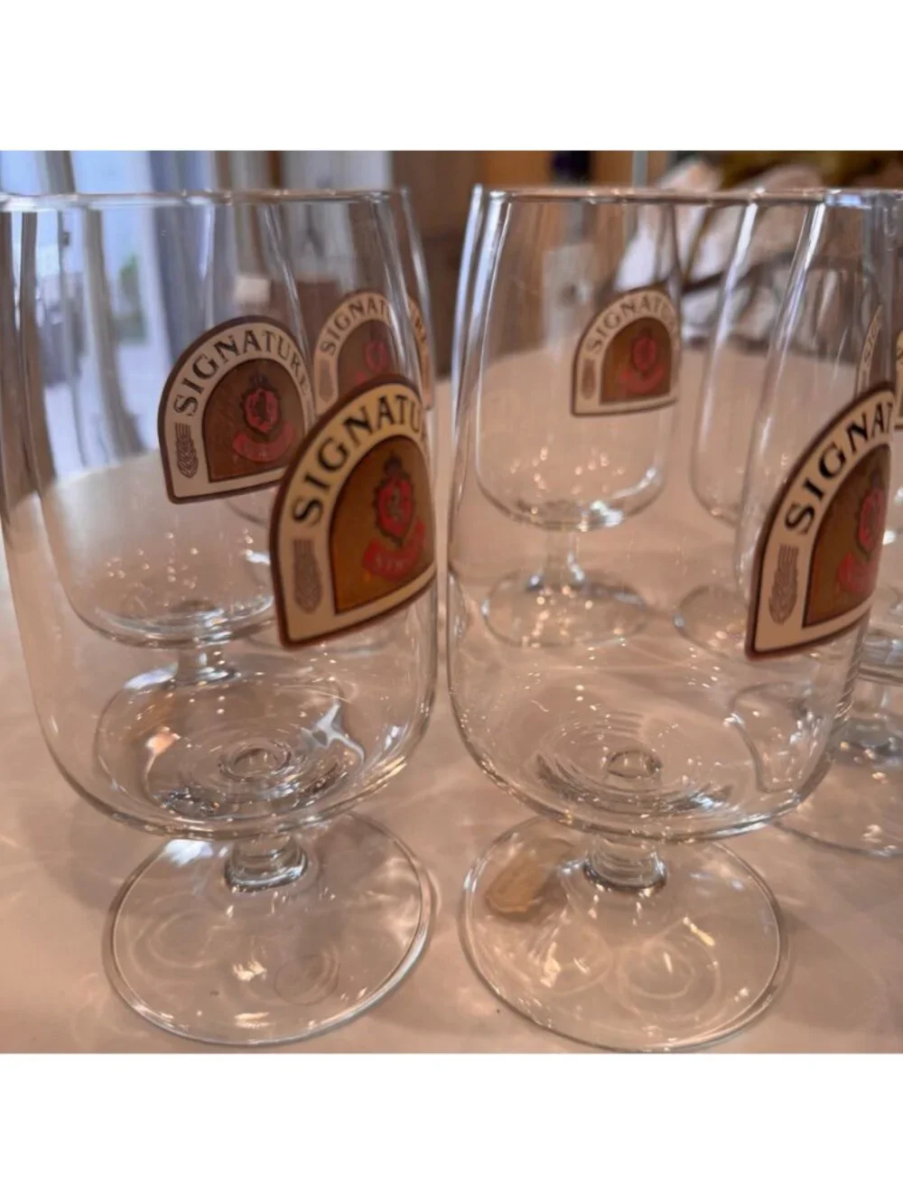 Stroh Signature Pedestal Beer Glass Rastal Germany Lot of 7 Breweriana Vtg NOS